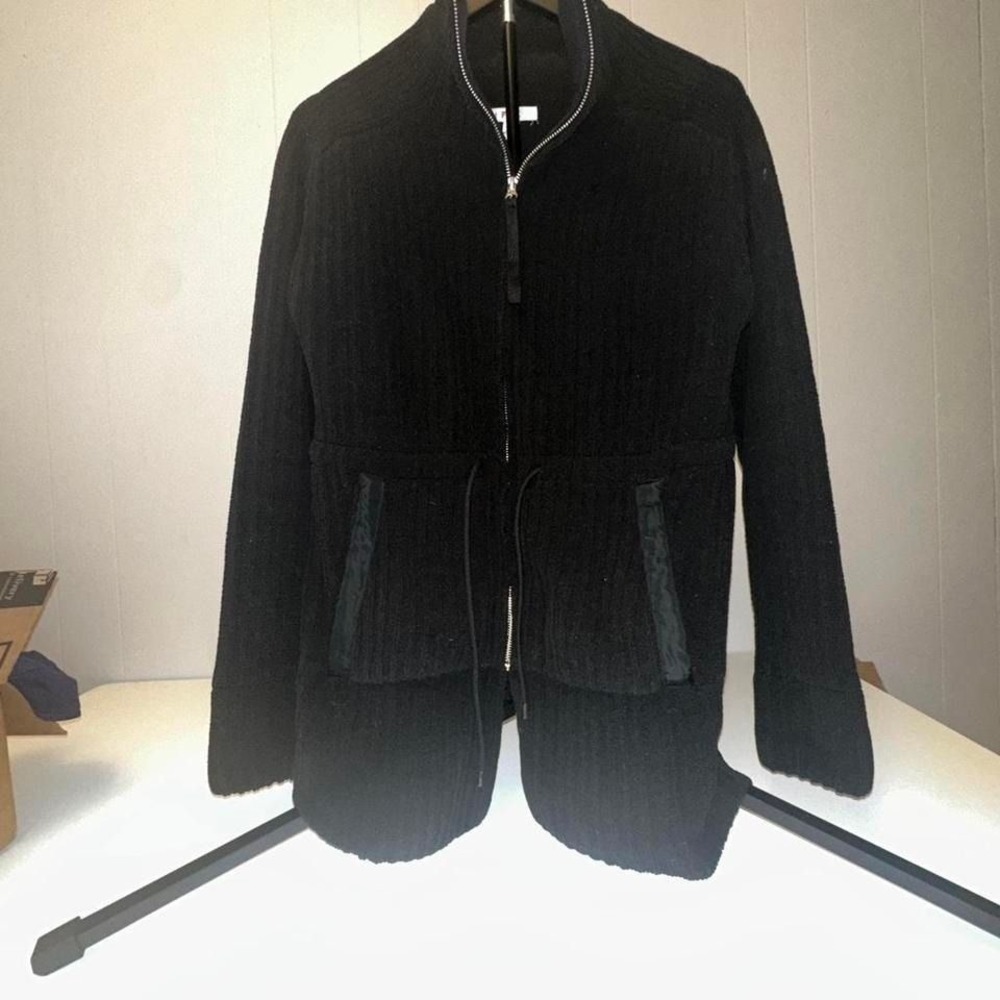 FLX Commuter Sweater Jacket Black Women's Zip Neck Pockets Size Small